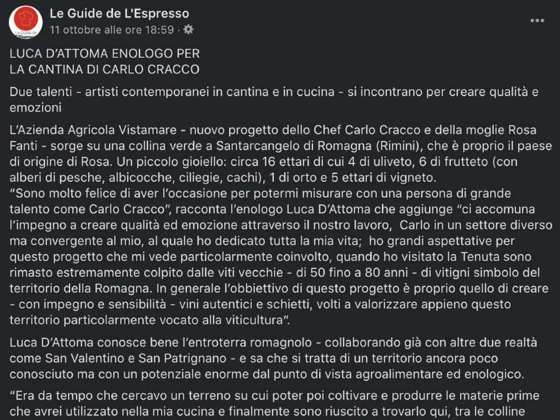 Le guide de L'Espresso - Luca D'Attoma per Carlo Cracco